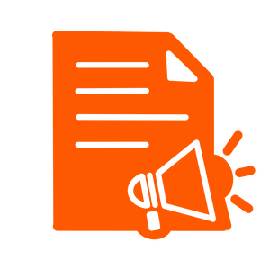 Press Releases Image Drawing of a piece of paper with a megaphone over one corner.